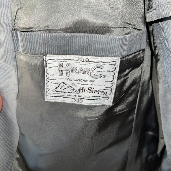 Vtg 1970s H Bar C Hi Sierra Gray Corduroy 2 Button Blazer w/ Suede Elbow Sz 48L - Picture 7 of 8